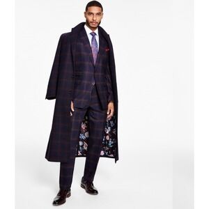 Tayion Collection Mens Navy NEW Luxury‎ Wool Blend Overcoat Sz 42 Long MSRP $495